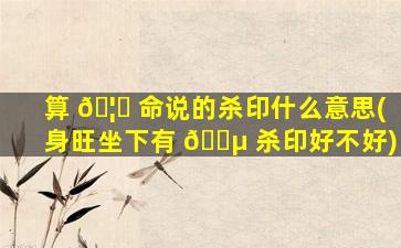 算 🦄 命说的杀印什么意思(身旺坐下有 🐵 杀印好不好)